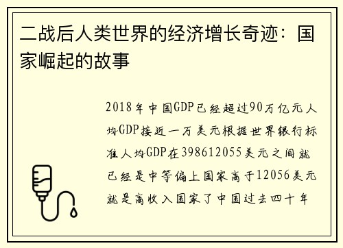 二战后人类世界的经济增长奇迹：国家崛起的故事