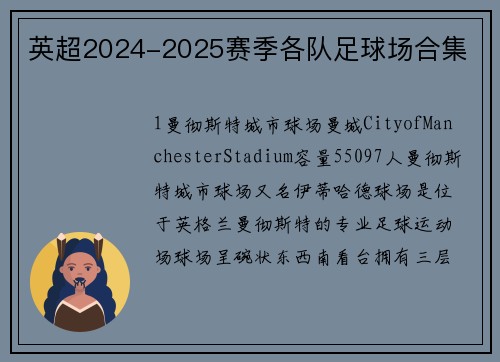 英超2024-2025赛季各队足球场合集